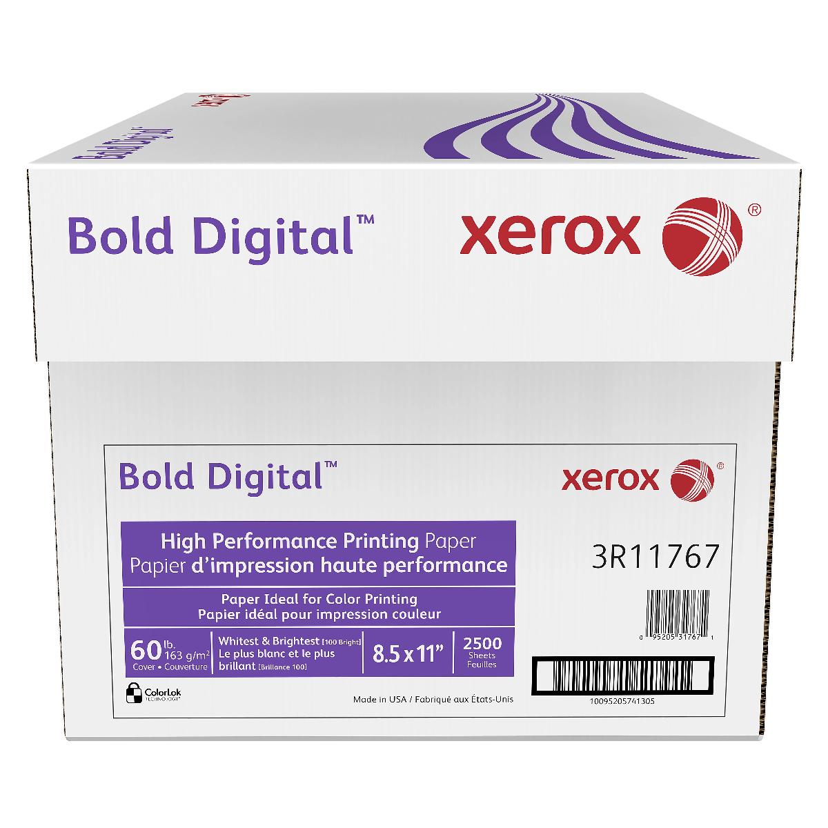 Xerox® Bold Digital™ Printing Paper Blue White 60 lb. Smooth Cover 163 gsm 100 Brightness 8.5x11 in. 250 Sheets per Ream - Email or call for Bulk Orders!